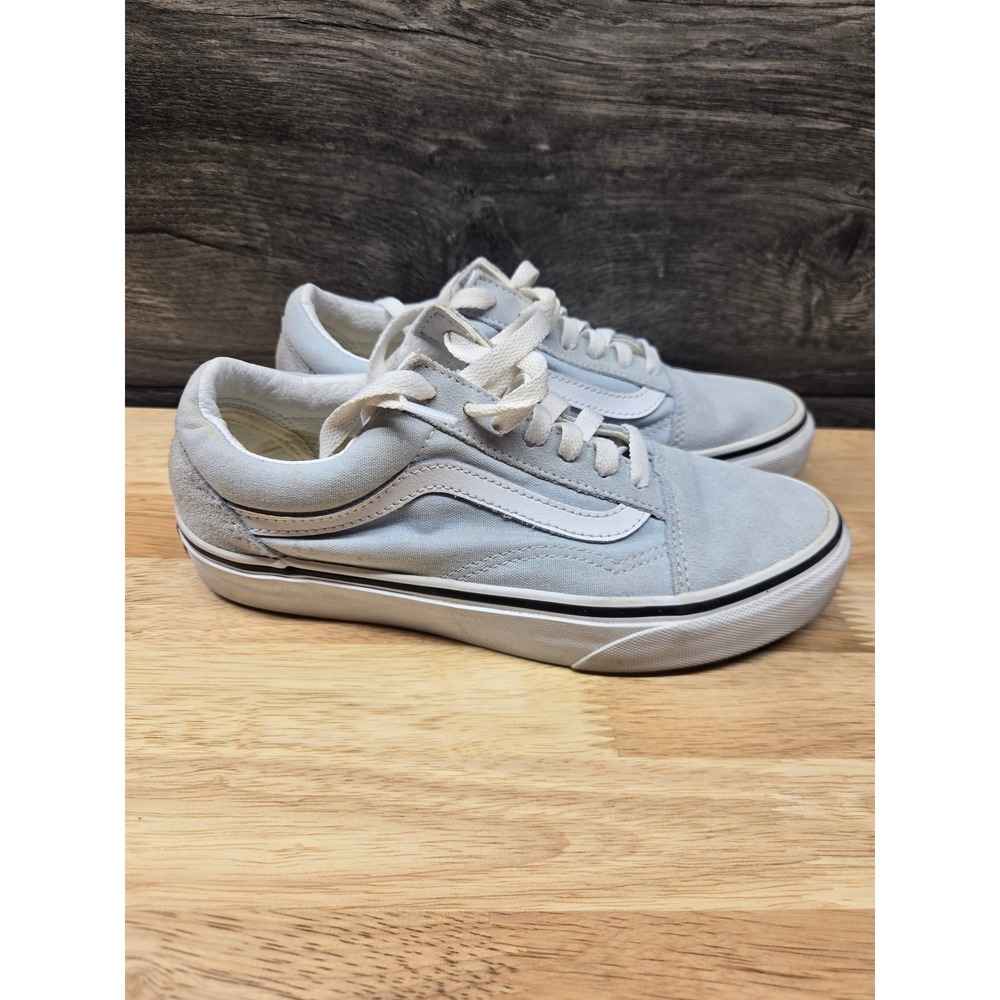Vans Old Skool Light Blue Suede Canvas Skate Shoes Mens 5 Womens 6.5 Low Top